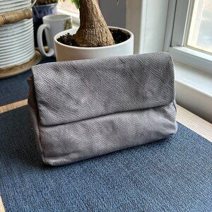 Gray faux leather clutch purse by Anthropologie